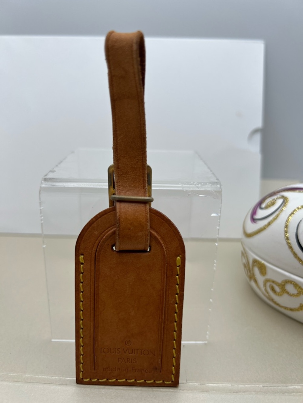 Louis Vuitton Vachetta Leather Luggage Name Tag Vintage Tan Made In France